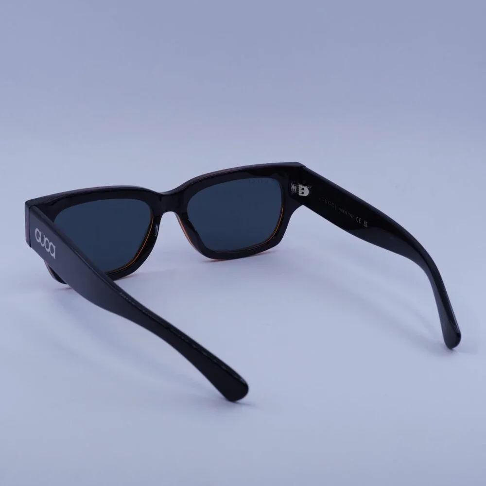 Gucci GG1794S 003 Sunglasses Transparent Orange/Black Square Frame, Blue Lenses - Picture 7 of 12